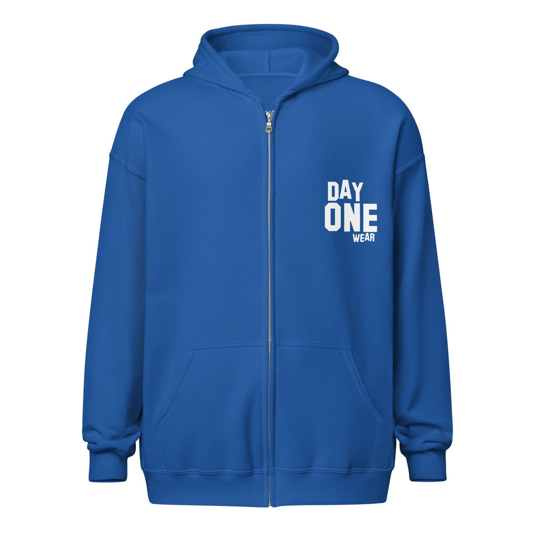 Day One Wear Zipper Hoodie (White Print)