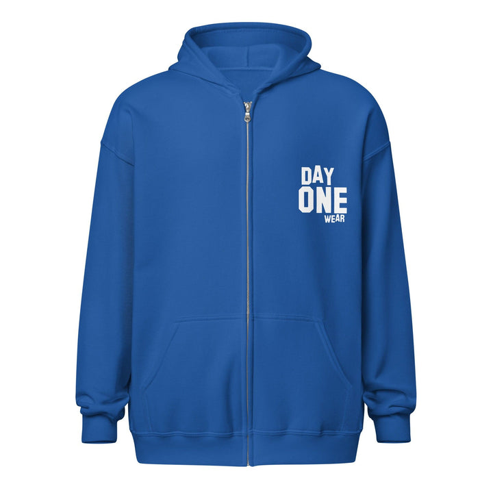 Day One Wear Zipper Hoodie (White Print)