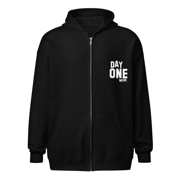 Day One Wear Zipper Hoodie (White Print)