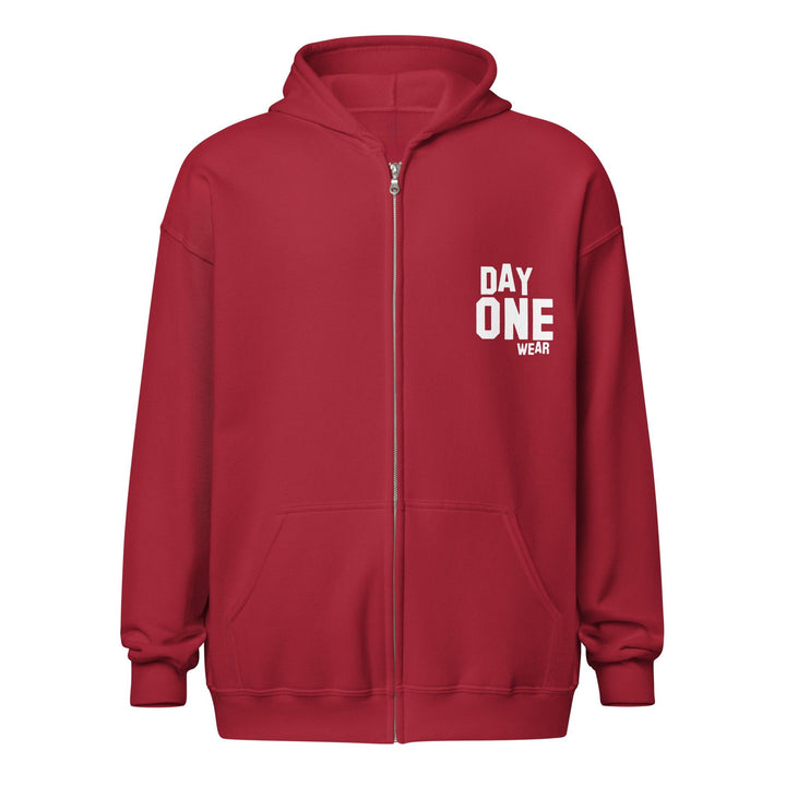 Day One Wear Zipper Hoodie (White Print)