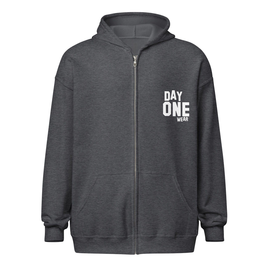 Day One Wear Zipper Hoodie (White Print)