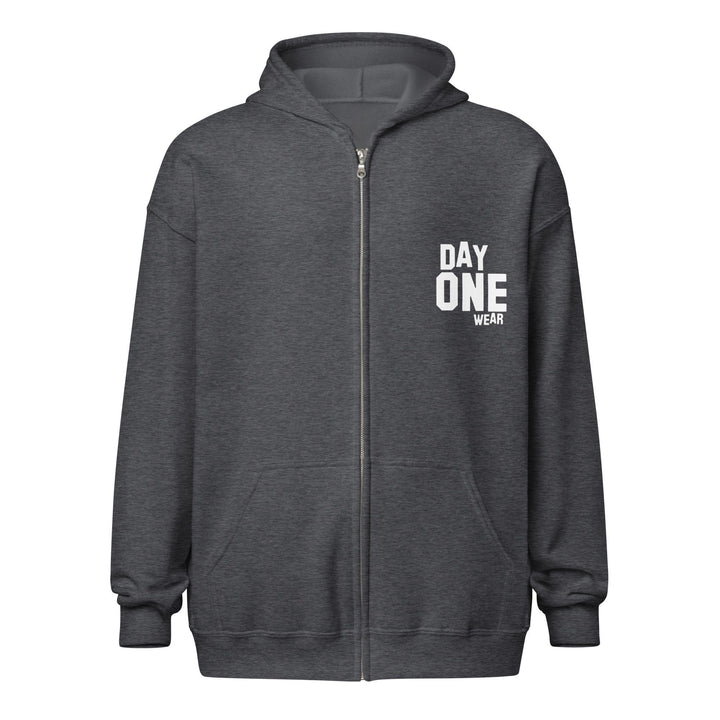 Day One Wear Zipper Hoodie (White Print)