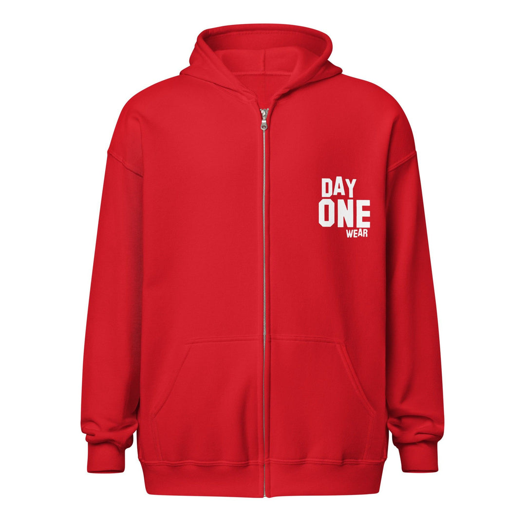 Day One Wear Zipper Hoodie (White Print)