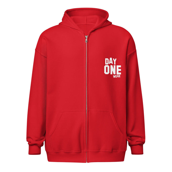 Day One Wear Zipper Hoodie (White Print)