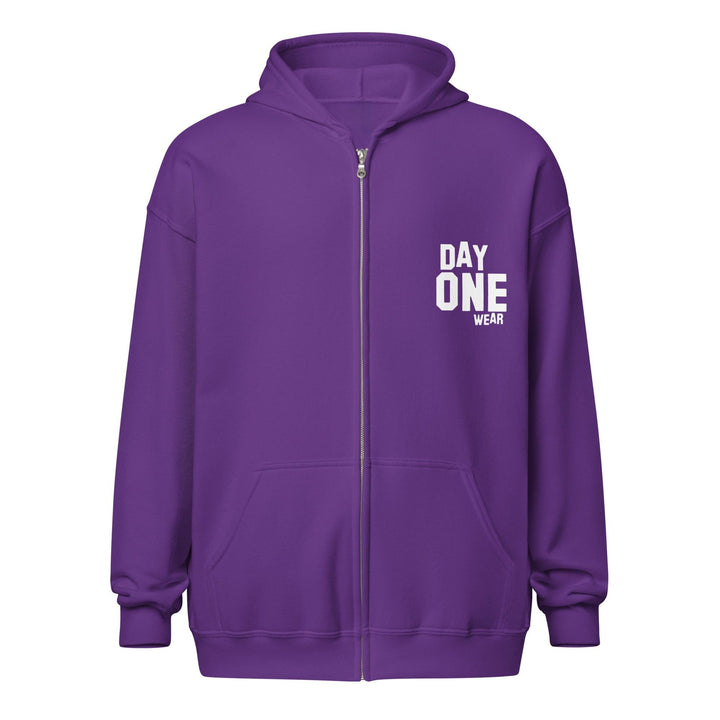 Day One Wear Zipper Hoodie (White Print)