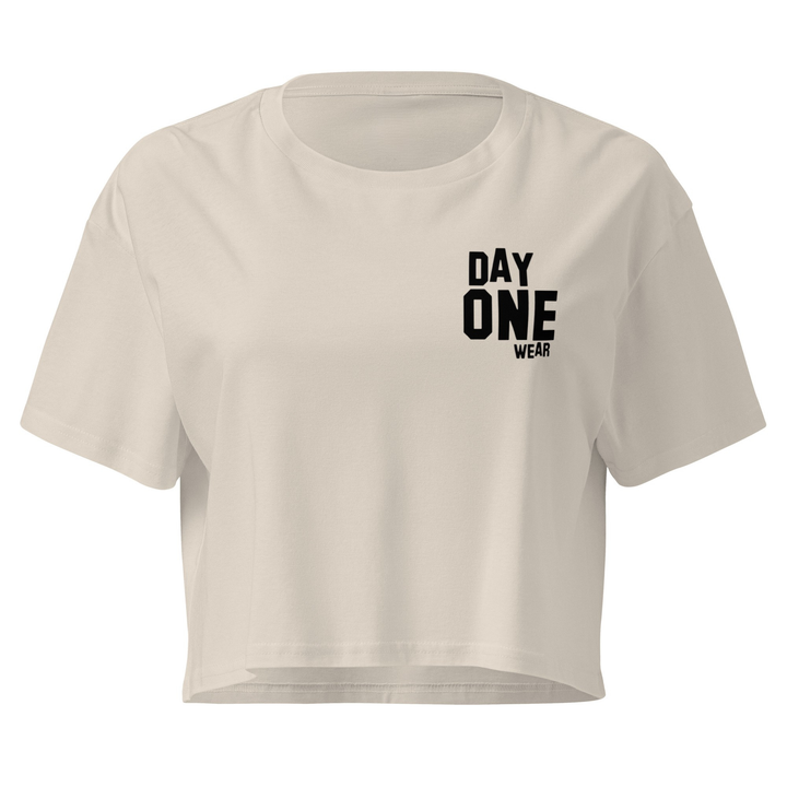 Women's Day One Wear Crop Top Tee (Black Print)