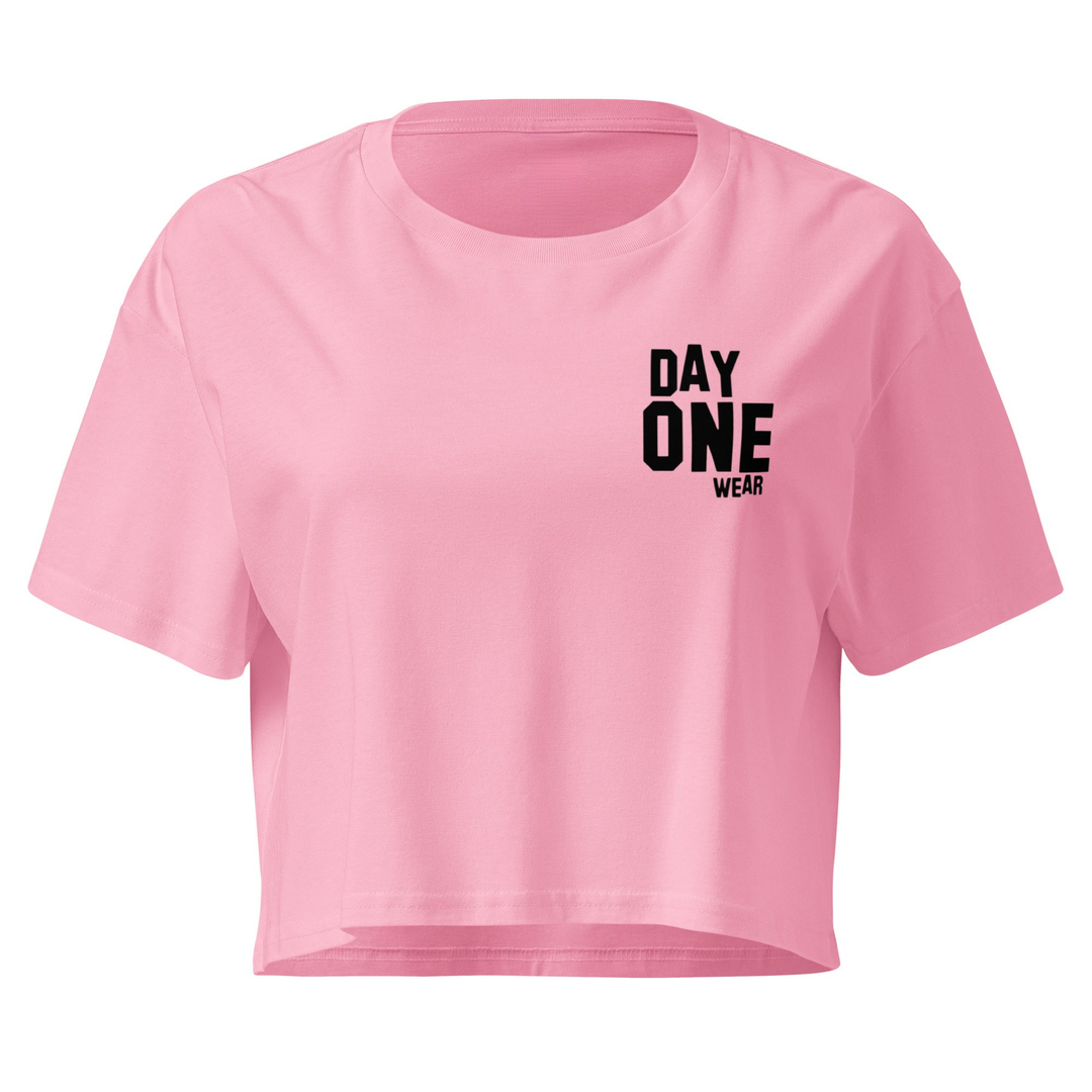 Women's Day One Wear Crop Top Tee (Black Print)