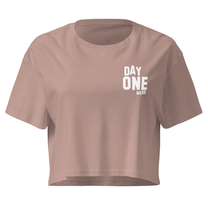 Women's Day One Wear Crop Top Tee (White Print)
