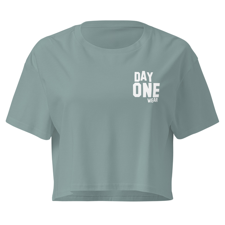 Women's Day One Wear Crop Top Tee (White Print)