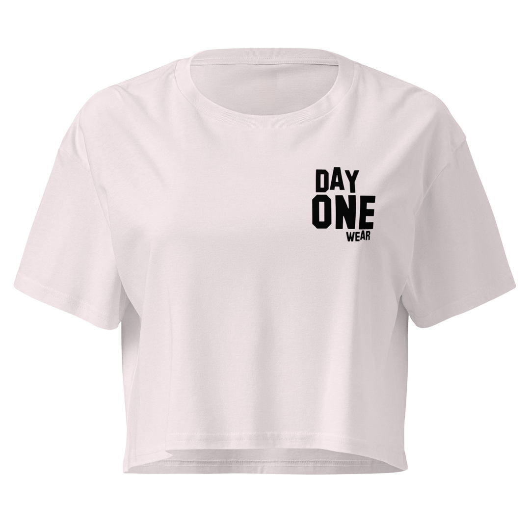 Women's Day One Wear Crop Top Tee (Black Print)