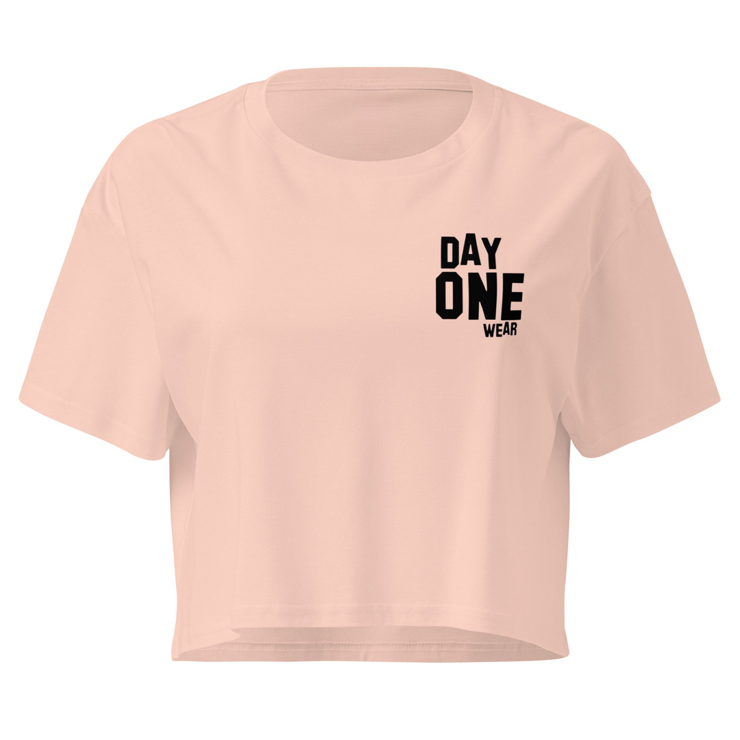 Women's Day One Wear Crop Top Tee (Black Print)