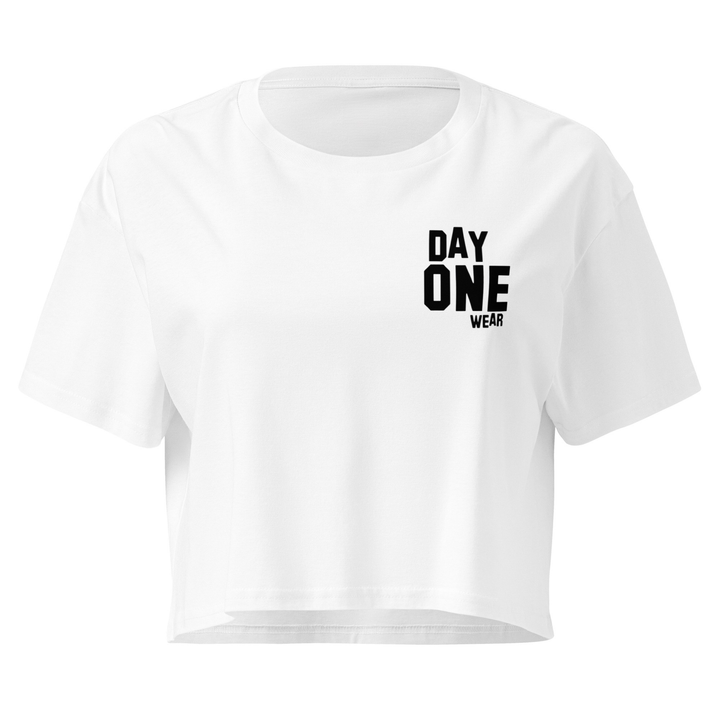Women's Day One Wear Crop Top Tee (Black Print)