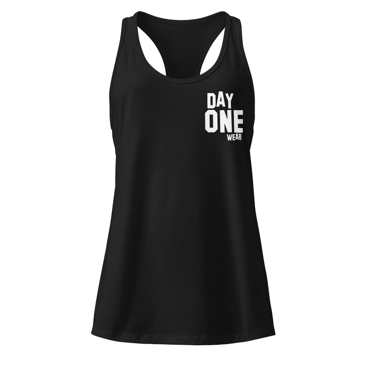 Women's Day One Wear RacerBack Tank Top (White Print)