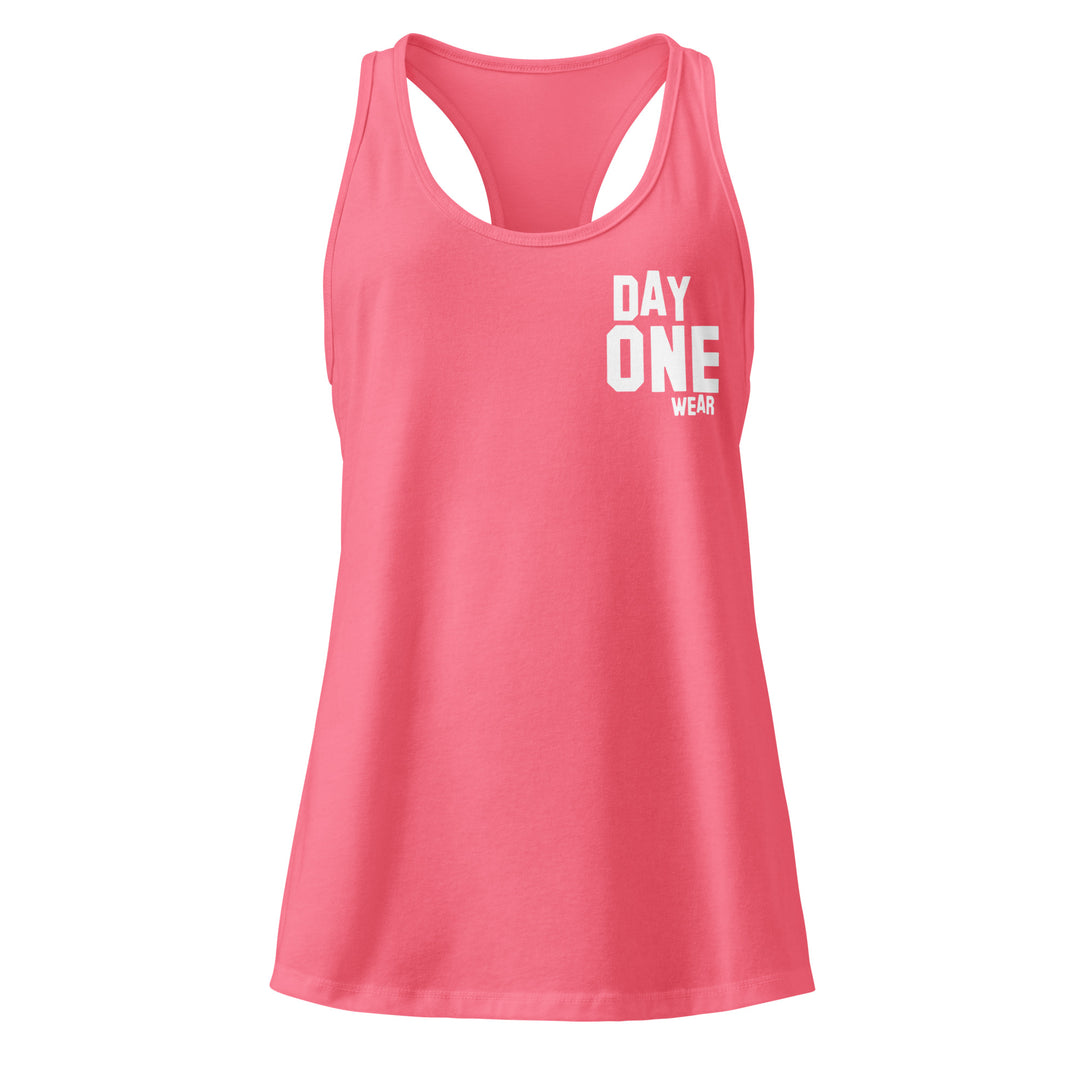Women's Day One Wear RacerBack Tank Top (White Print)
