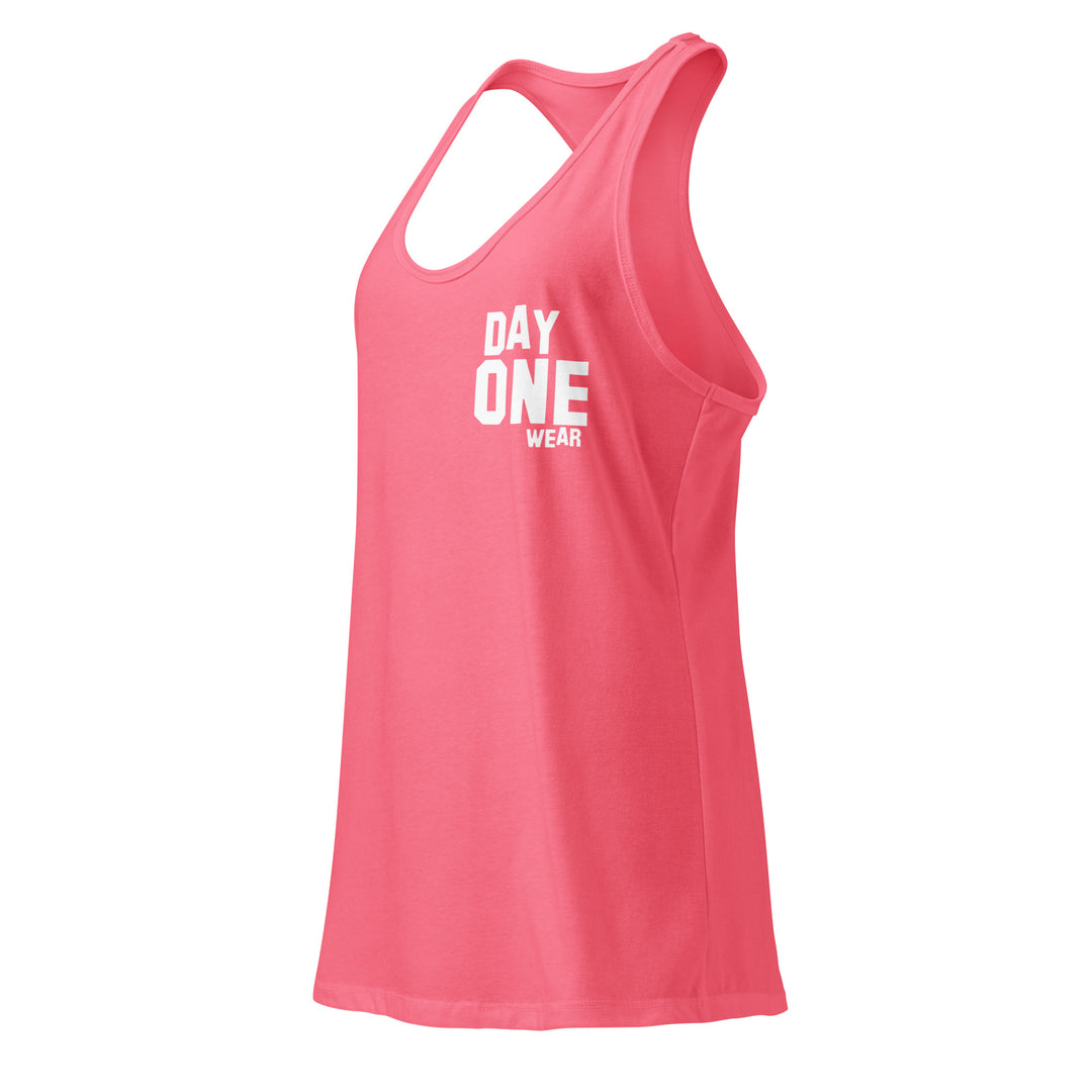 Women's Day One Wear RacerBack Tank Top (White Print)