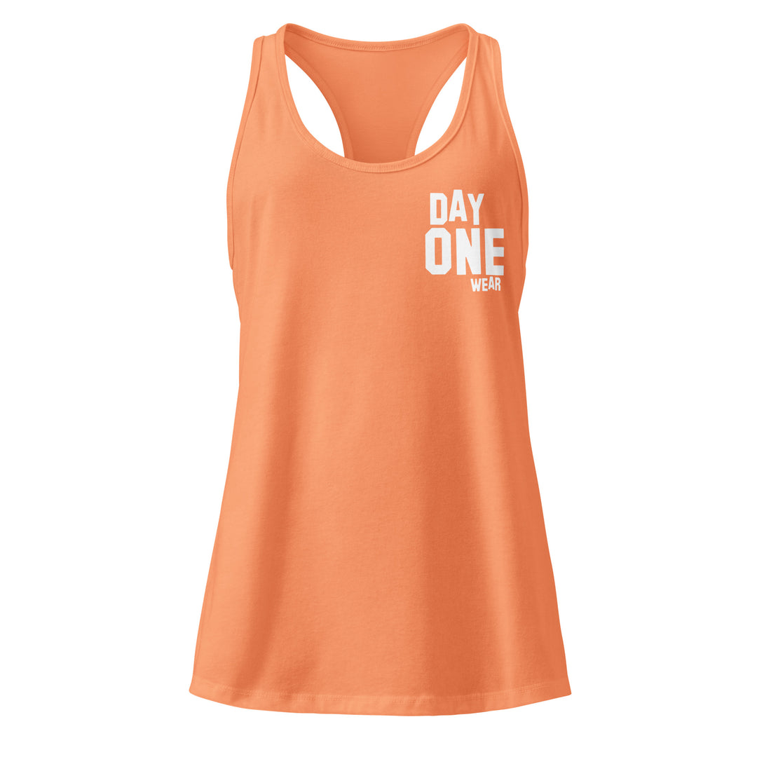 Women's Day One Wear RacerBack Tank Top (White Print)