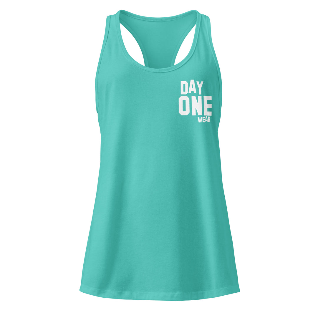 Women's Day One Wear RacerBack Tank Top (White Print)
