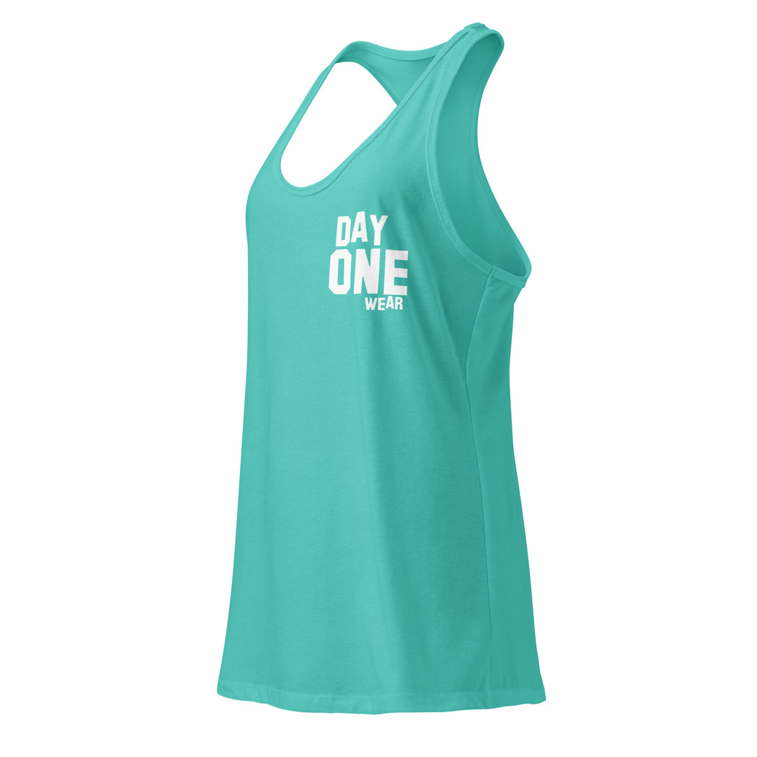 Women's Day One Wear RacerBack Tank Top (White Print)